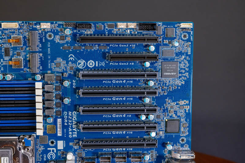 Gigabyte MZ32 AR0 AMD EPYC Motherboard PCIe Slots Labeled