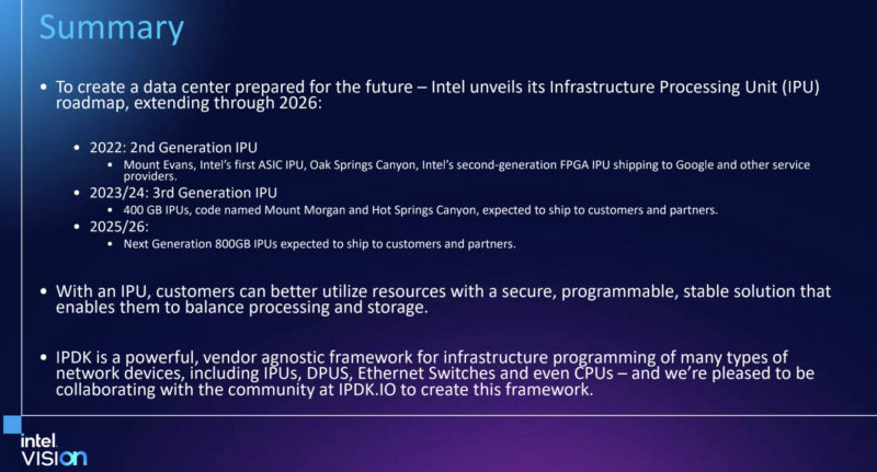 Intel Vision 2022 IPU Summary